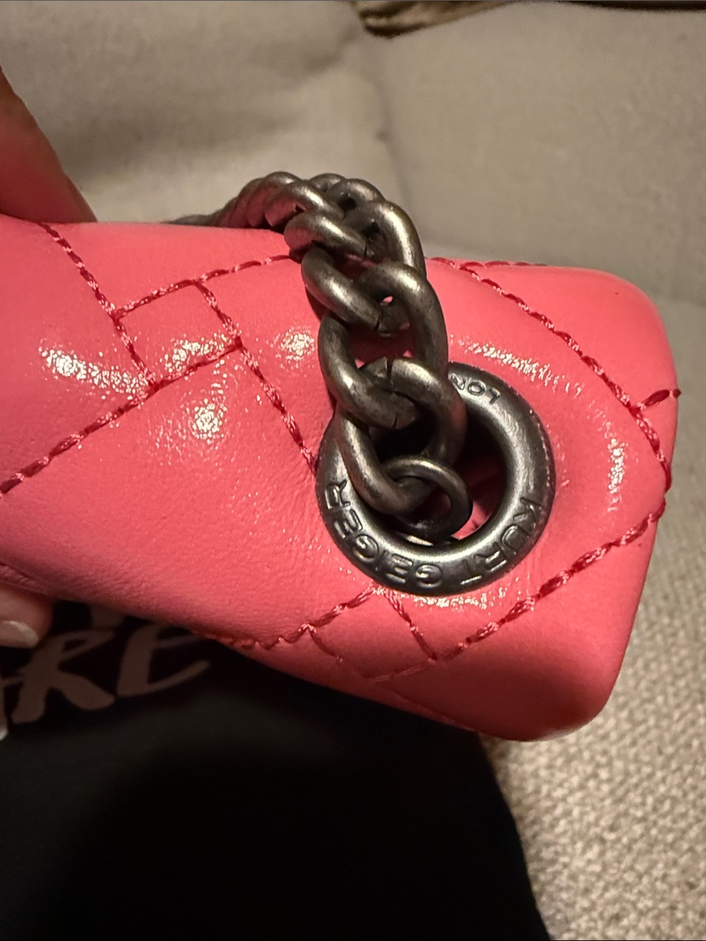 Kurt Geiger Pink Quilted Chain-Handle Bag - Picture 8 of 11